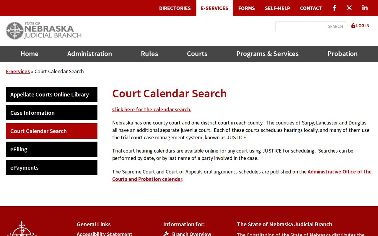 Howard County court calendar instructions