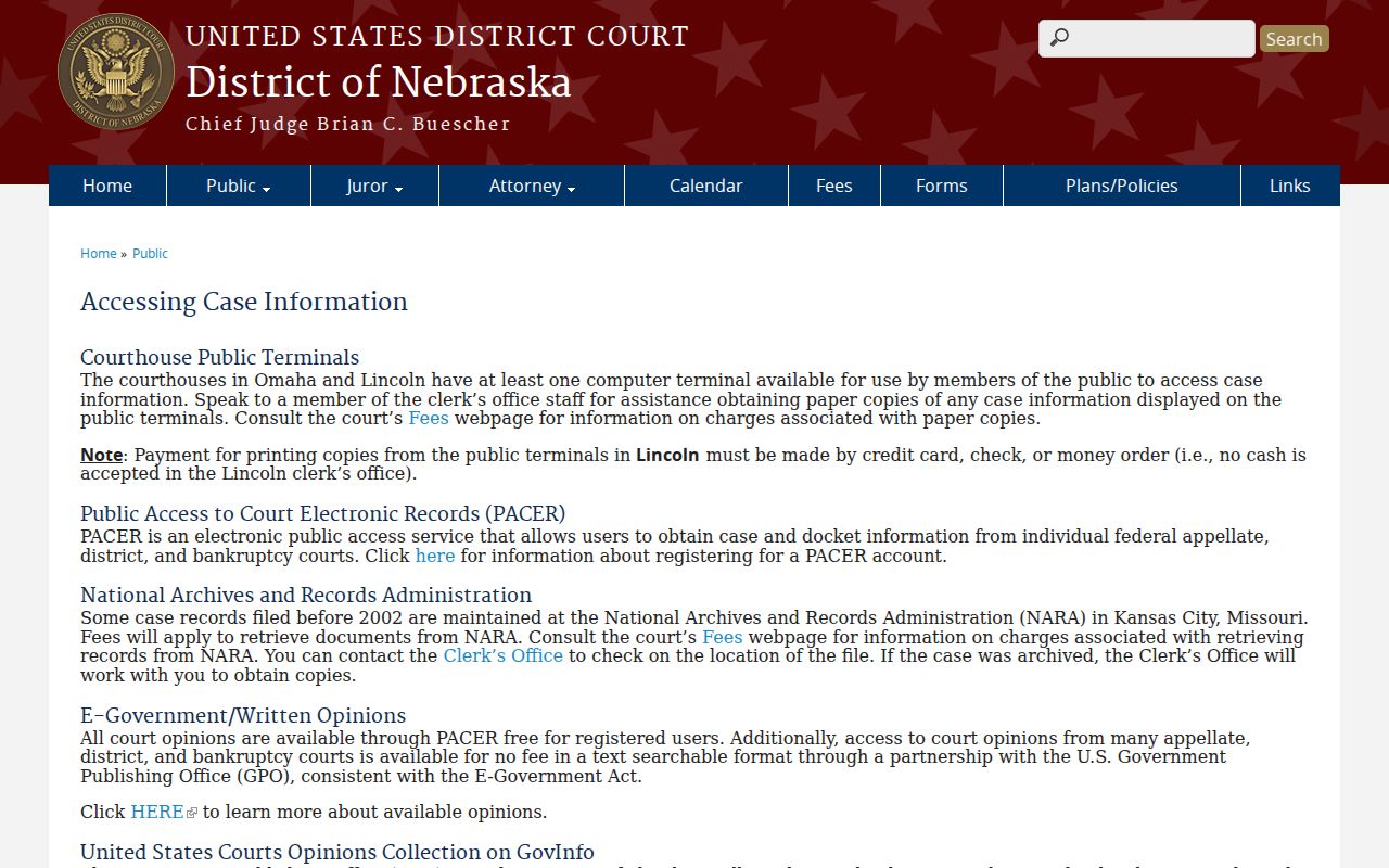 Howard County criminal docket federal public terminal access instructions