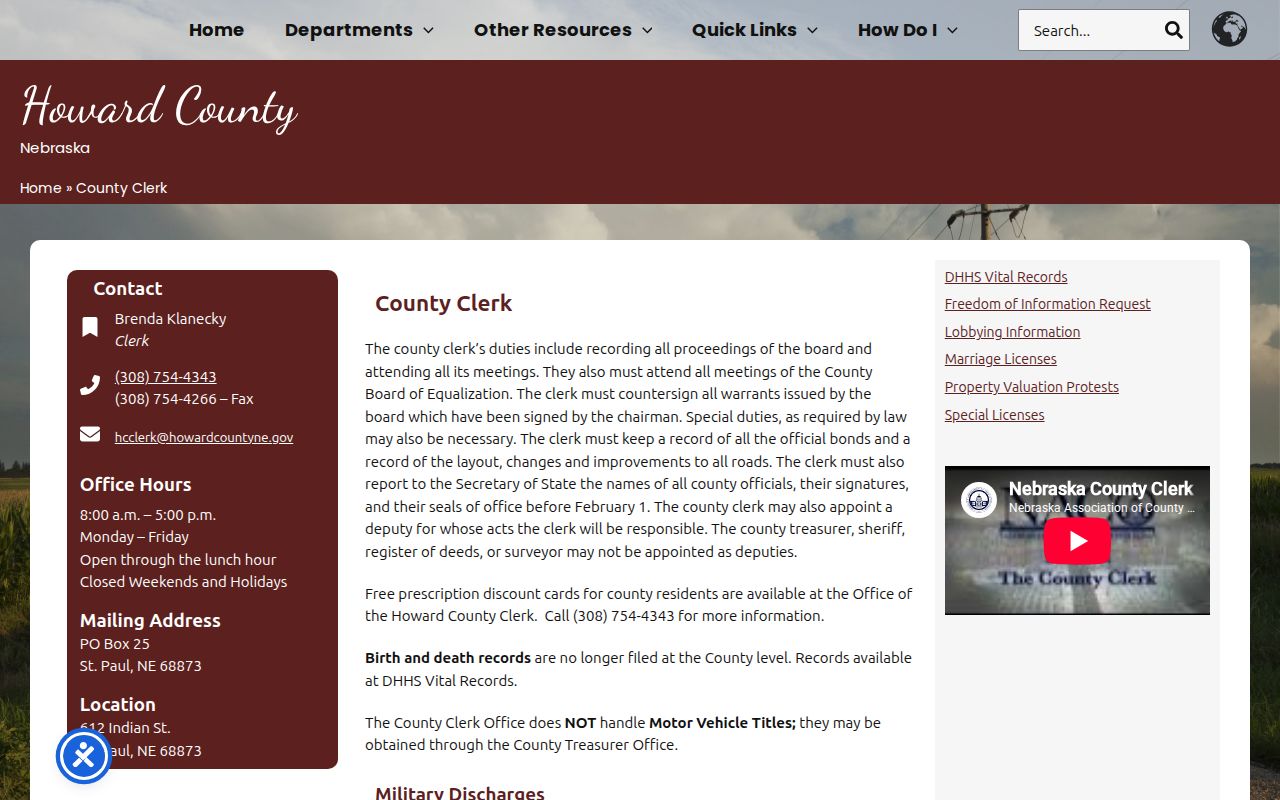 St. Paul court records routing distinguishes the Howard County administrative clerk from the court clerk