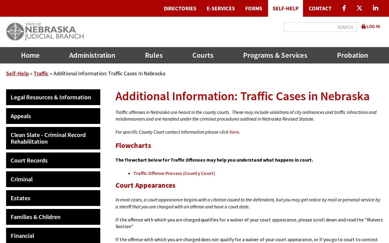 Howard County traffic court records context showing Nebraska traffic waiver guidance